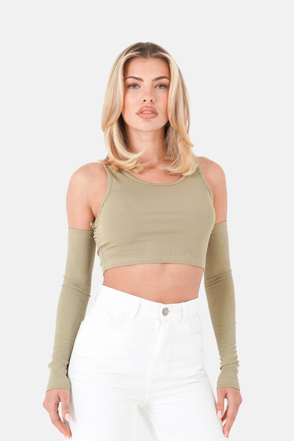 sixth june Top court manches détachables Vert Kaki