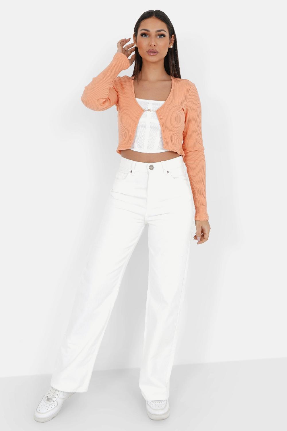 Sixth June Top Court Ouverture Bijou Devant Orange