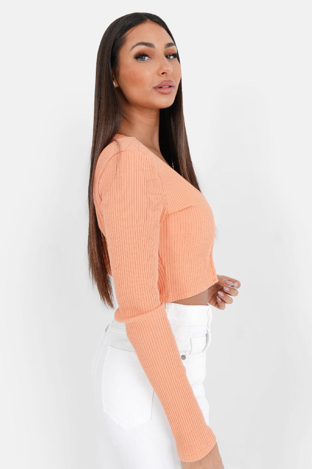 Sixth June Top Court Ouverture Bijou Devant Orange