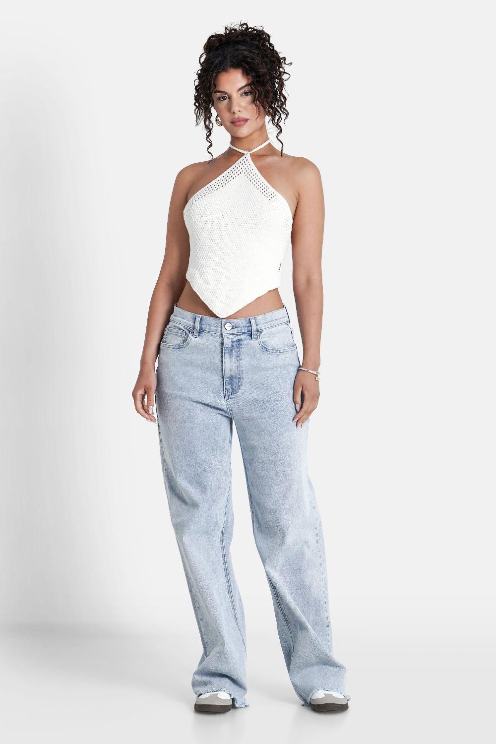 Sixth June Top Crochet Dos Nu Cordons Blanc