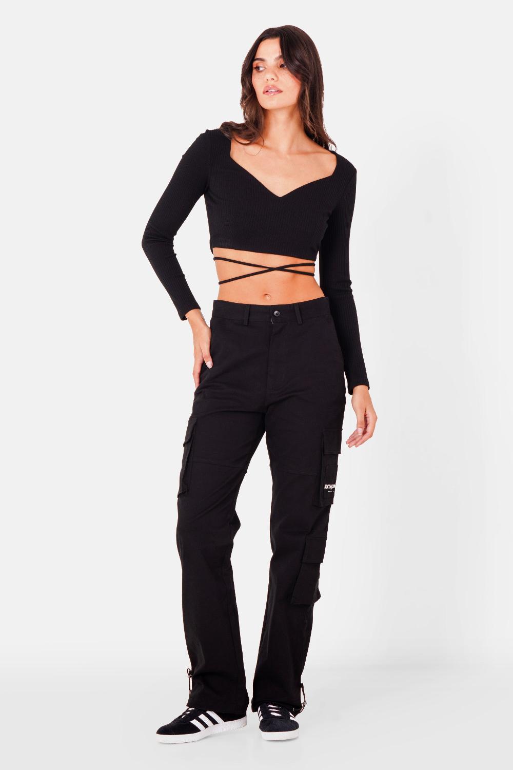 Sixth June Top Décolleté Coeur Cordon Noir