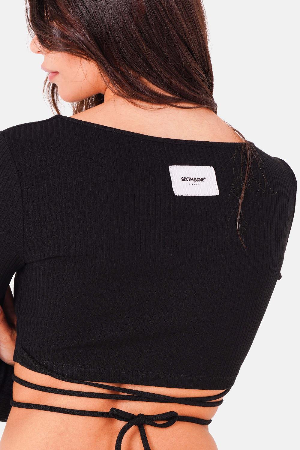 Sixth June Top Décolleté Coeur Cordon Noir