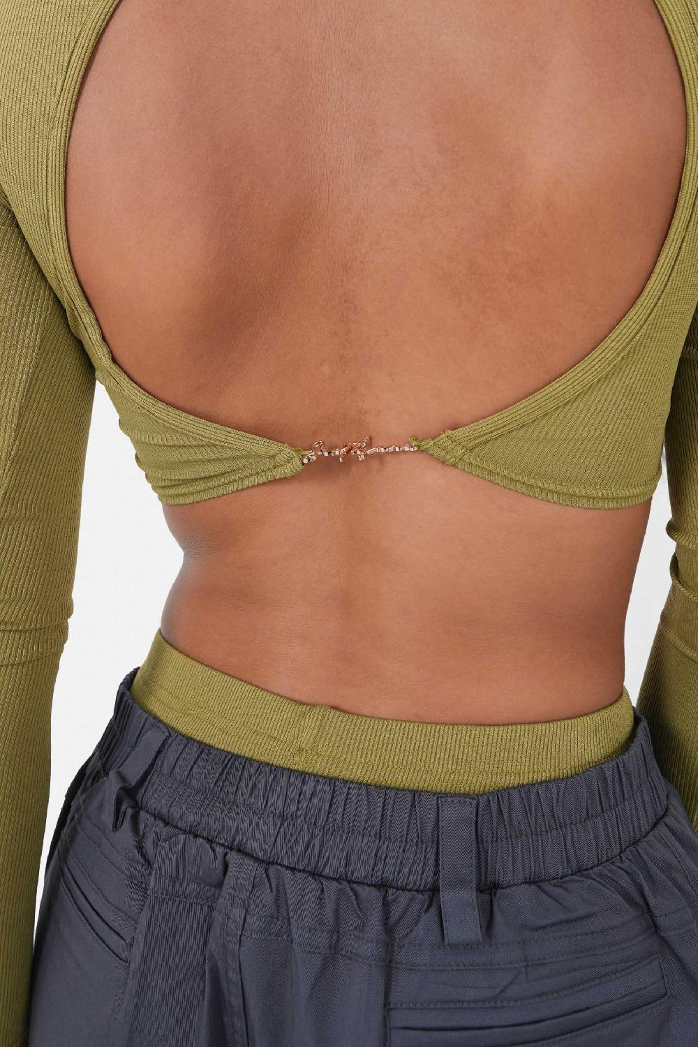 Sixth June Top Dos Nu Bijou Vert Kaki