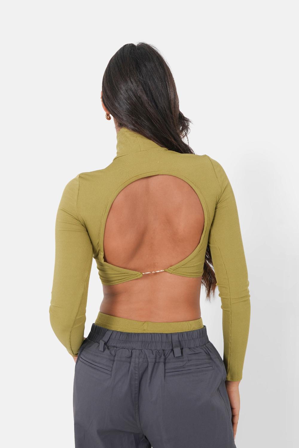 sixth june Top dos nu bijou Vert kaki