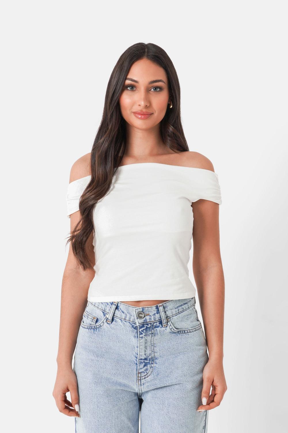 sixth june Top épaule dénudé Blanc