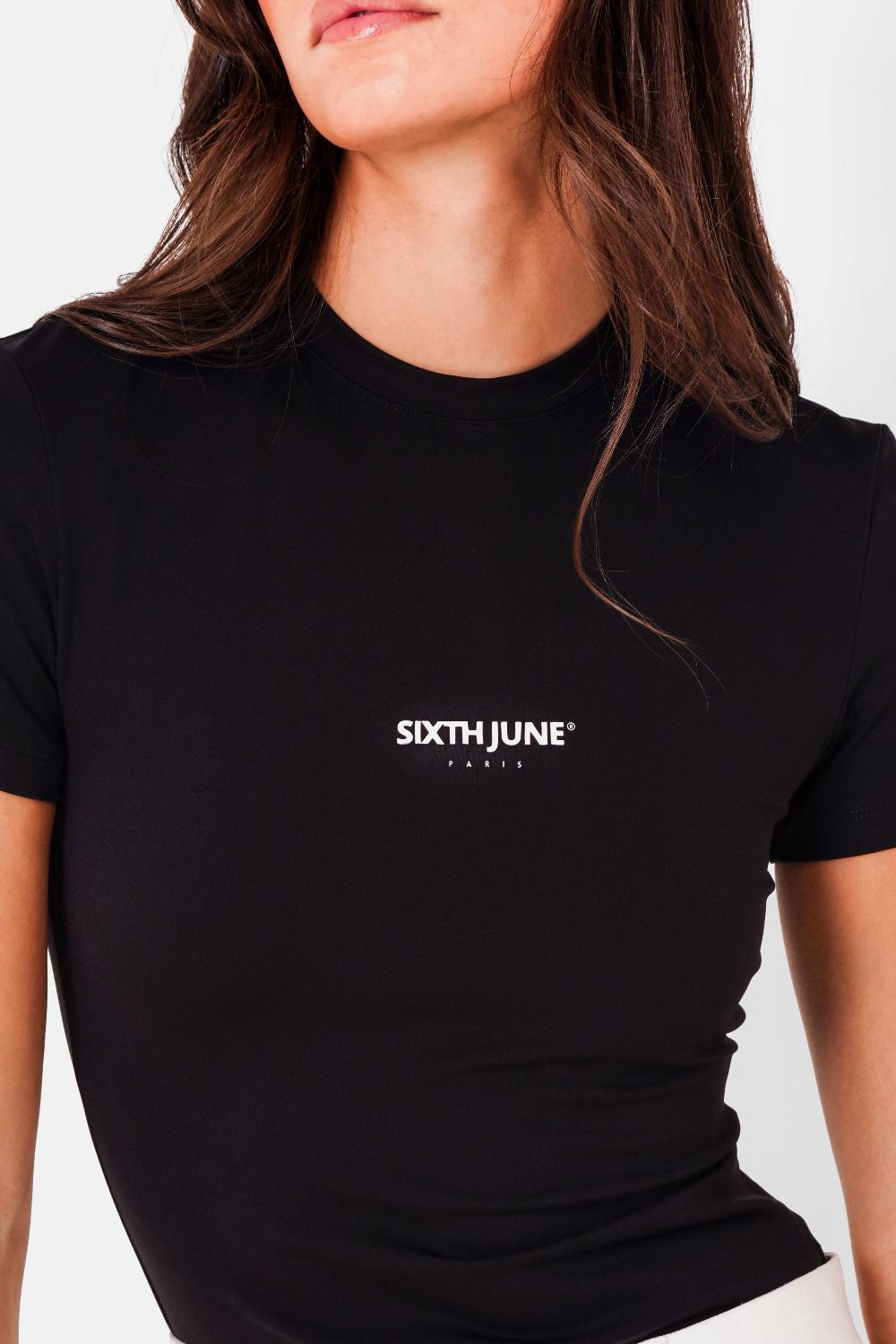 Sixth June Top Logo Imprimé Central Noir