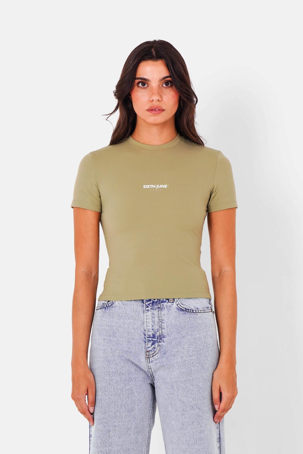 sixth june Top logo imprimé centrale Vert kaki