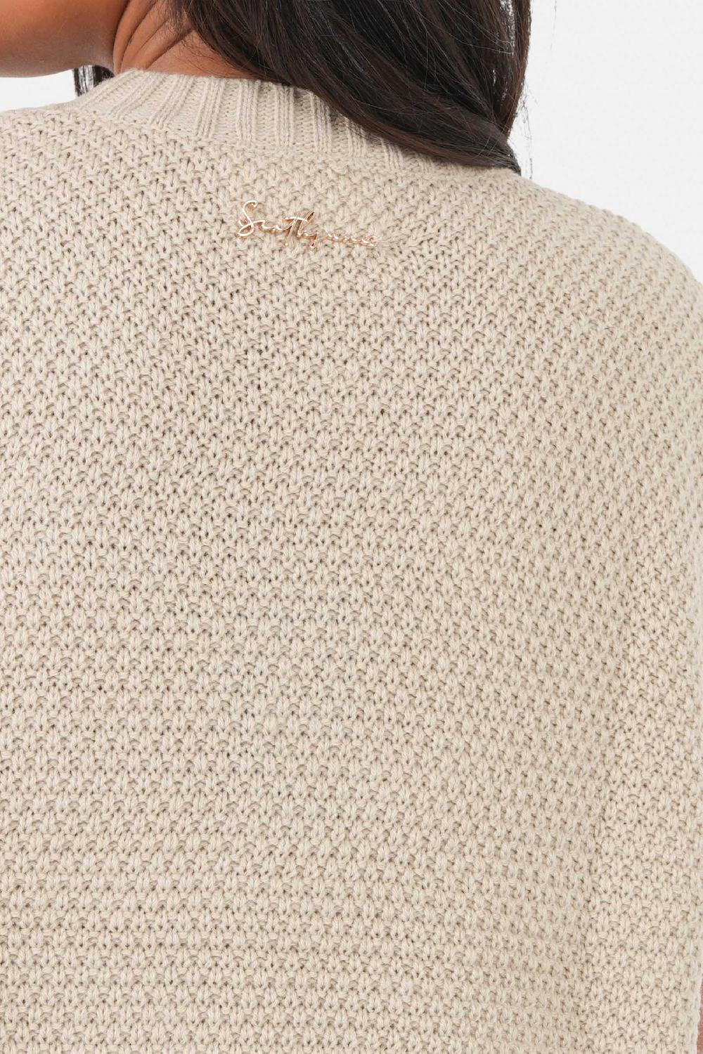 Sixth June Top Maille Torsade Ficelles Beige