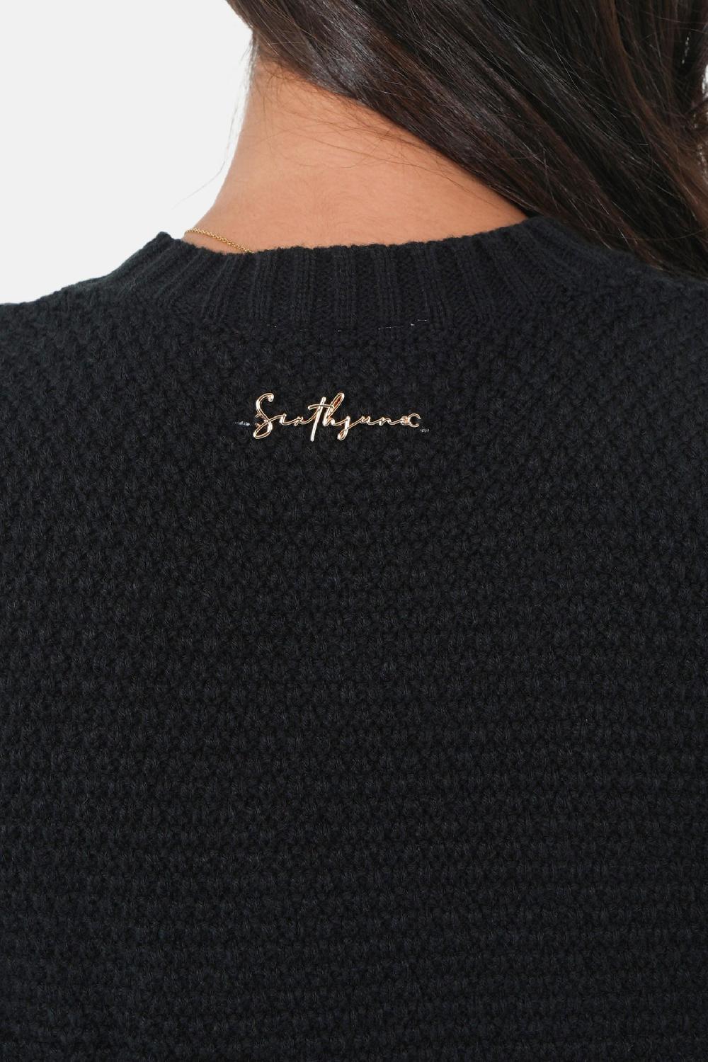 Sixth June Top Maille Torsade Ficelles Noir