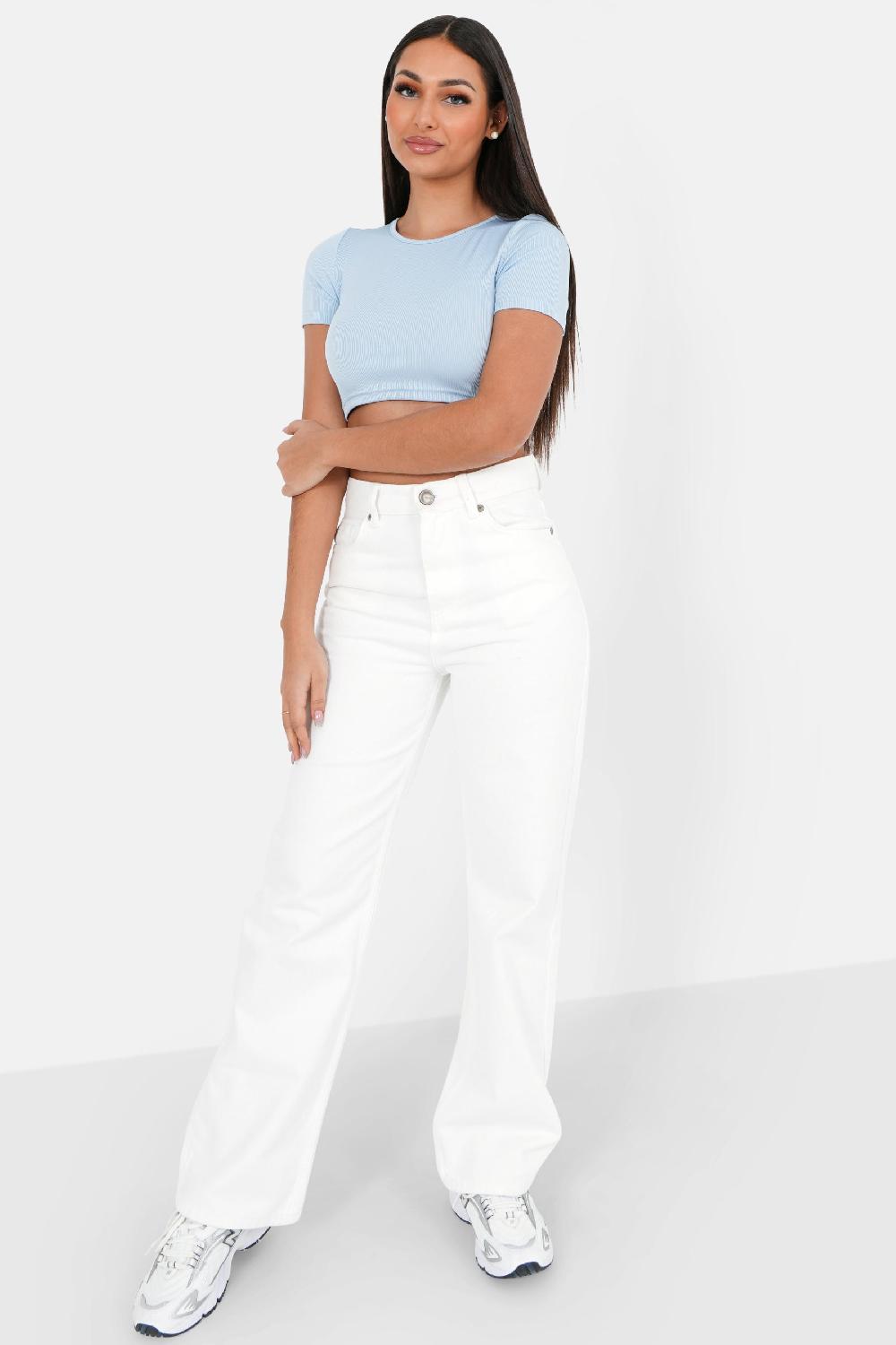 Sixth June Top Manches Courtes Dos Nu Bleu Clair