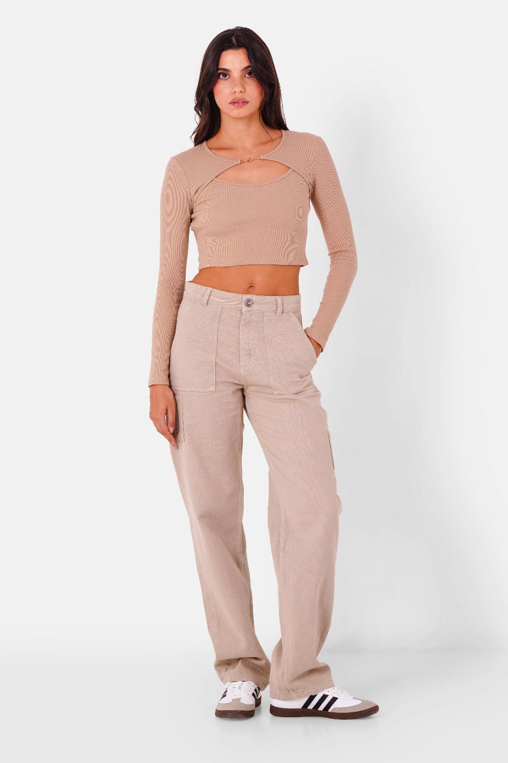 Sixth June Top Ouverture Bijou Beige Foncé