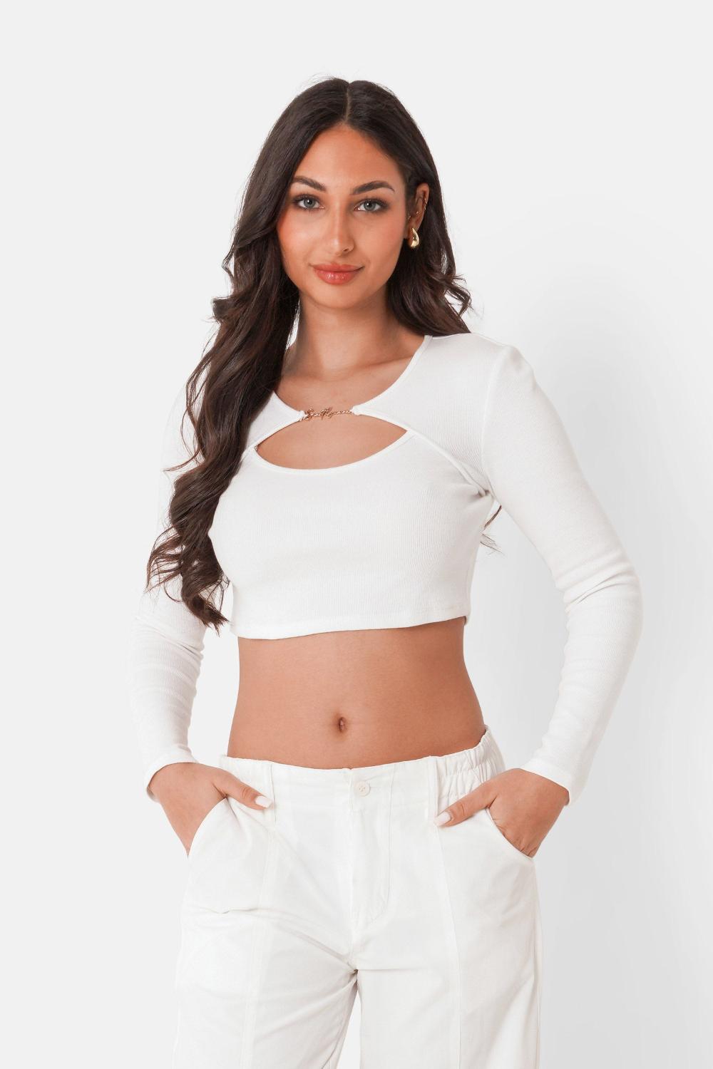 sixth june Top ouverture bijou Blanc