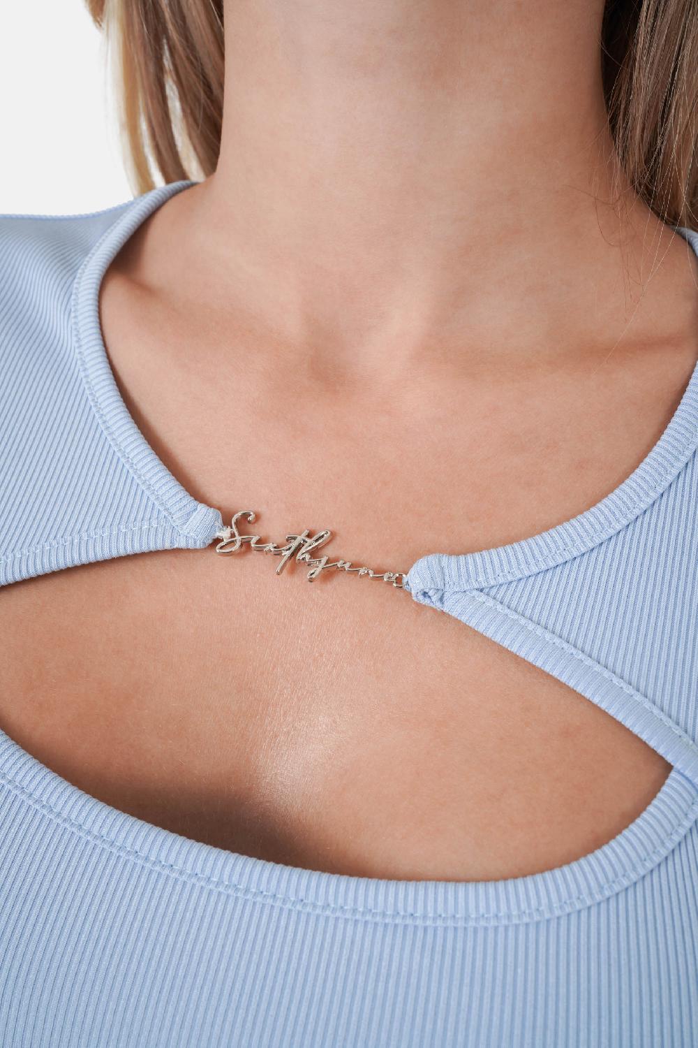 Sixth June Top Ouverture Bijou Bleu Clair