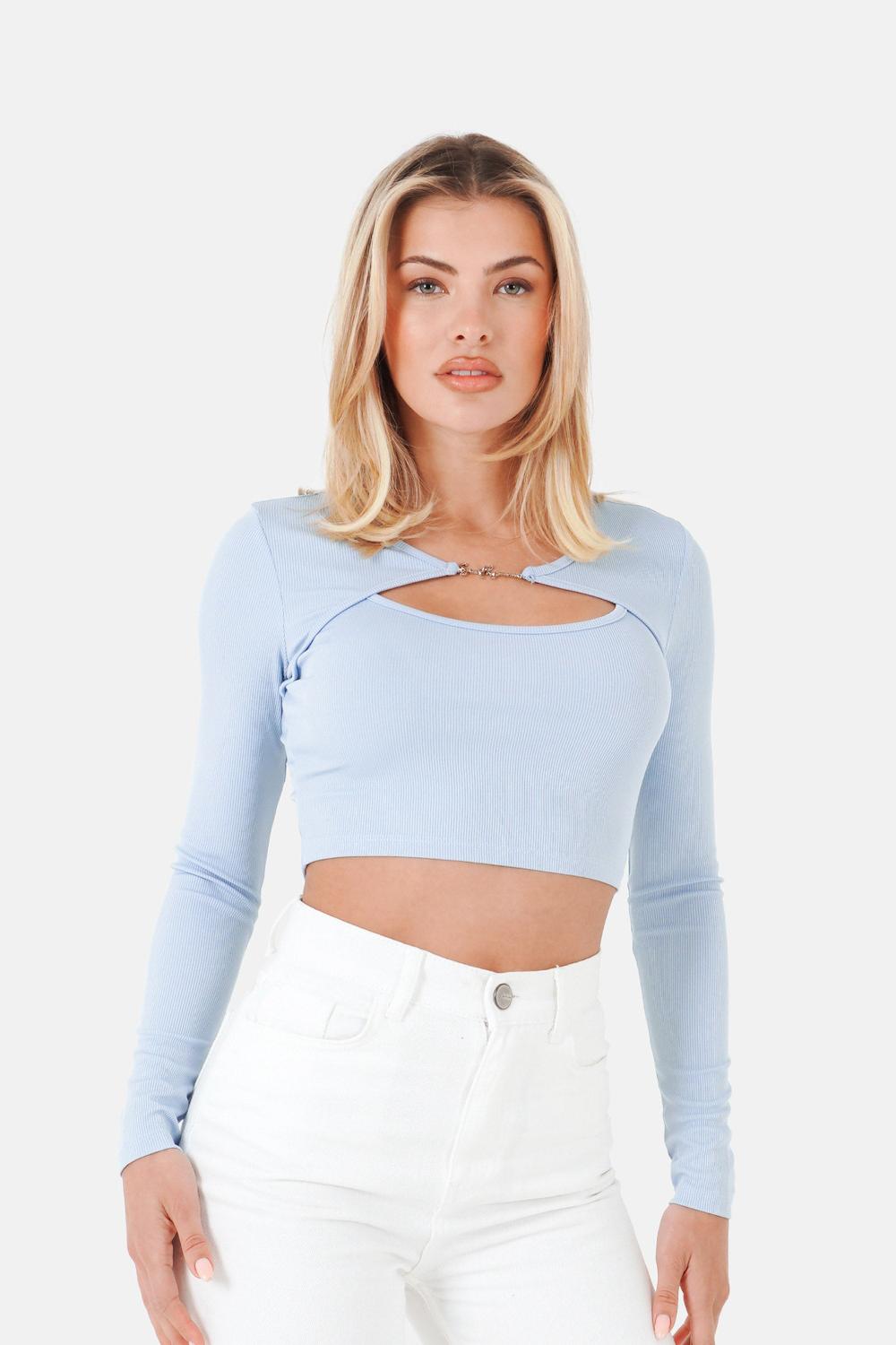 sixth june Top ouverture bijou Bleu clair