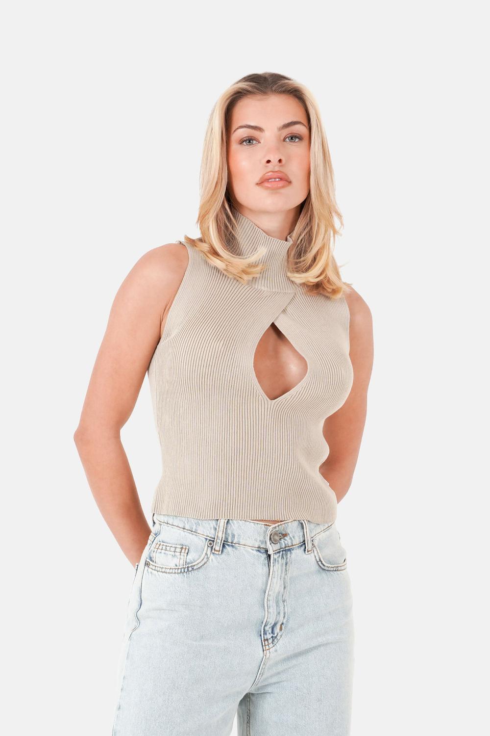 sixth june Top ouverture sexy Beige