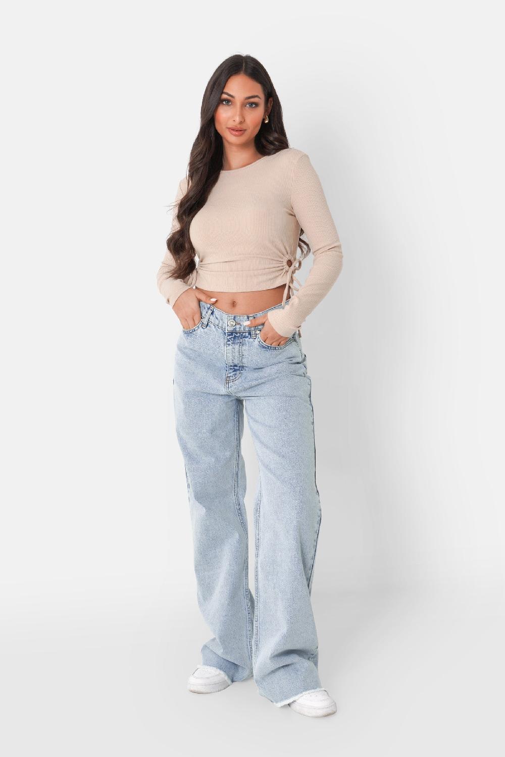 Sixth June Top Ouverture Sexy Cordon Beige