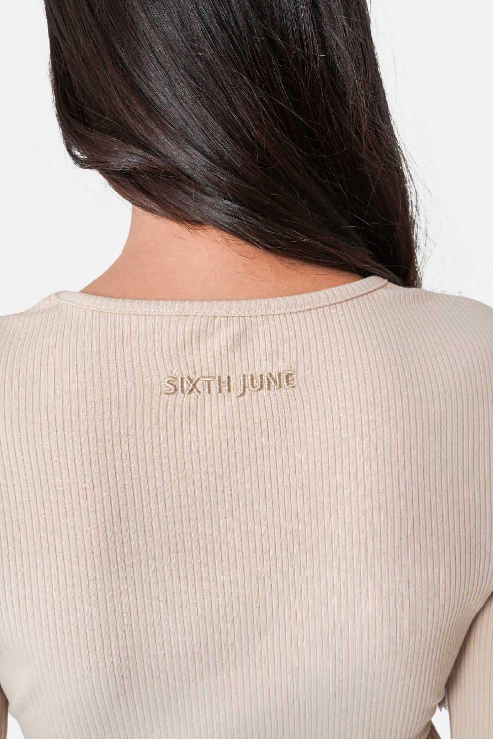 Sixth June Top Ouverture Sexy Cordon Beige