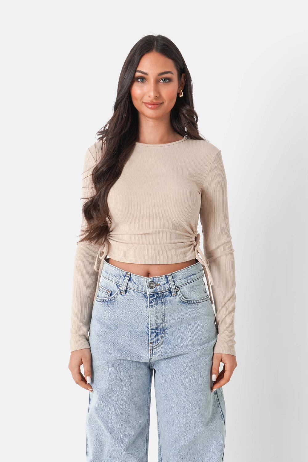 sixth june Top ouverture sexy cordon Beige