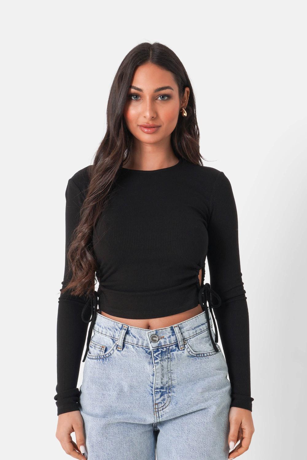 sixth june Top ouverture sexy cordon Noir