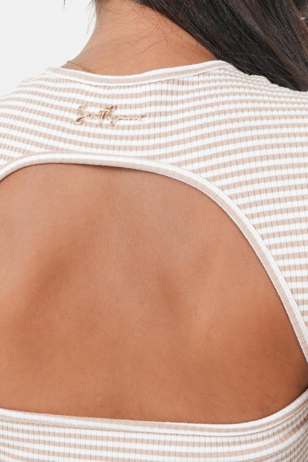 Sixth June Top Rayures Dos Nu Beige