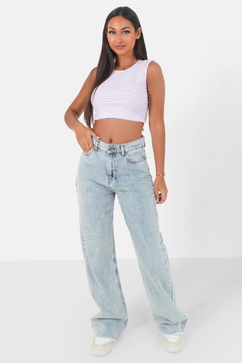 Sixth June Top Rayures Dos Nu Violet Clair