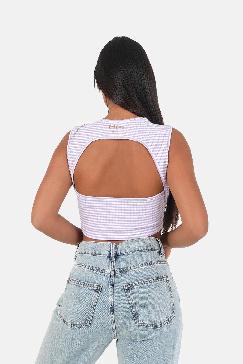 sixth june Top rayures dos nu Violet clair