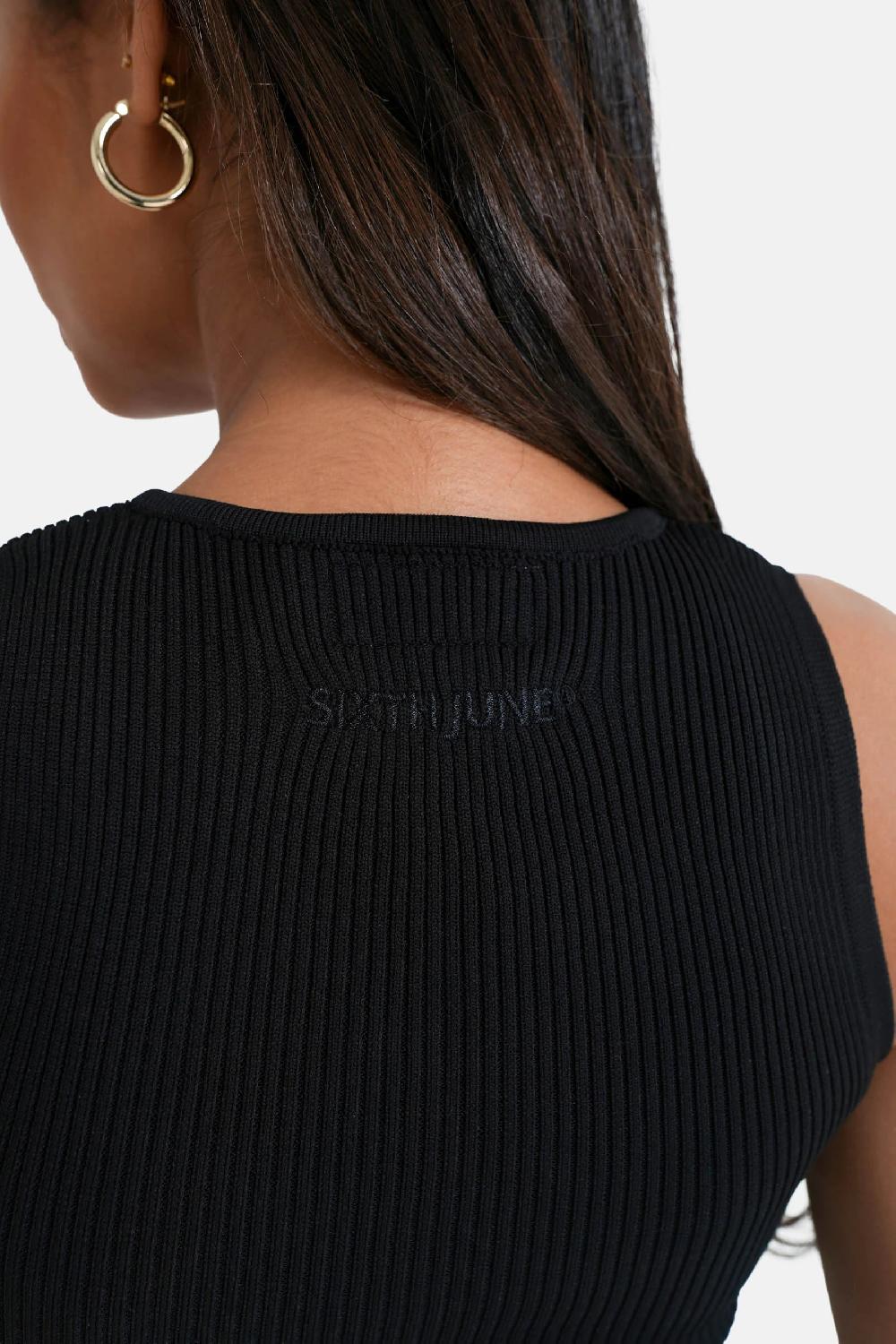 Sixth June Top Sans Manches Côtelé Noir