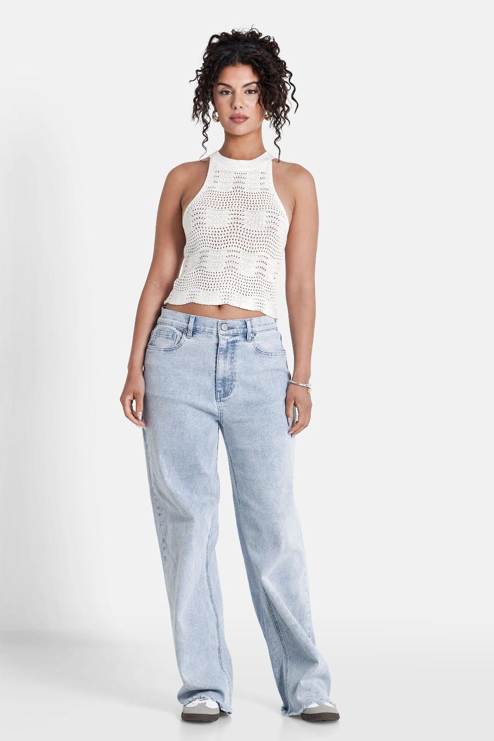 Sixth June Top Sans Manches Maille Blanc