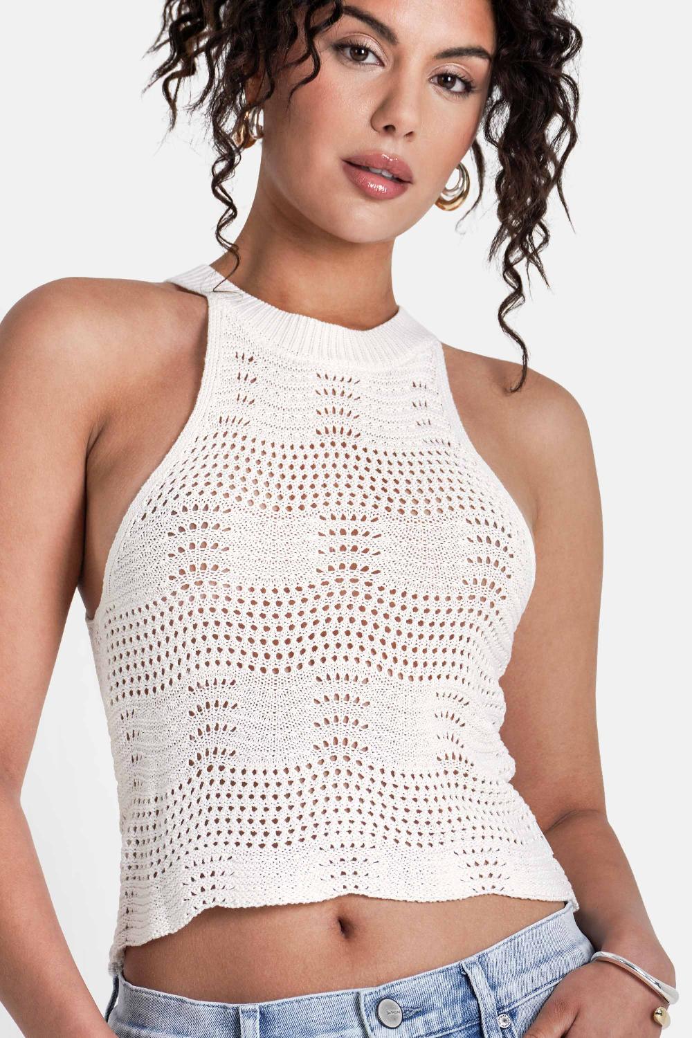 Sixth June Top Sans Manches Maille Blanc