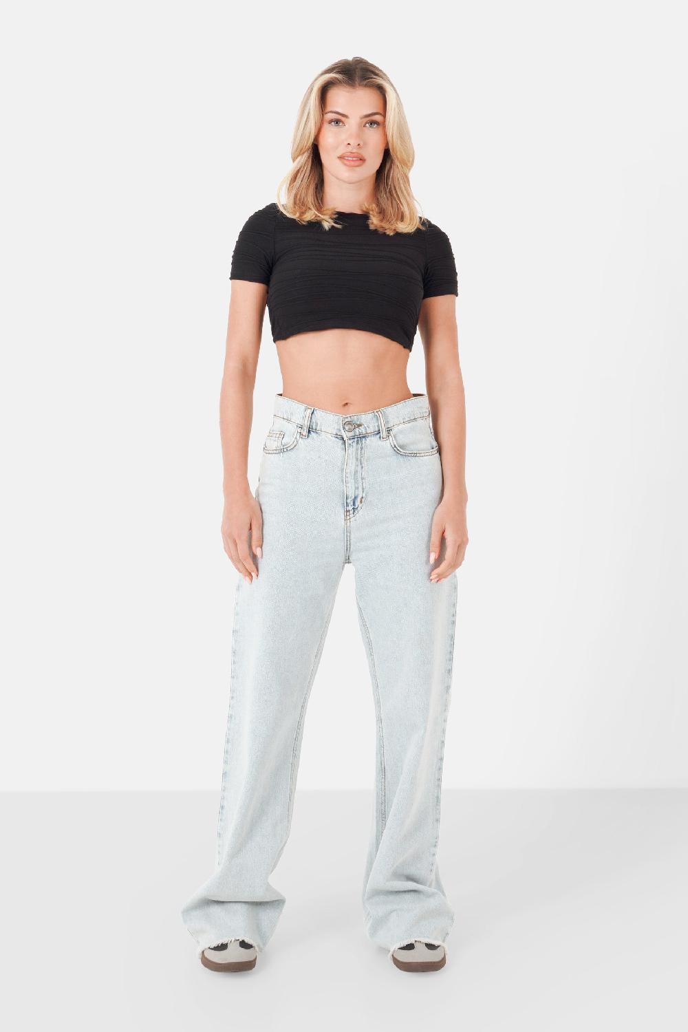 Sixth June Top Texturé Ouverture Dos Noir