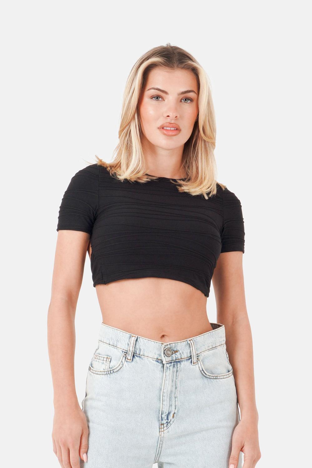 sixth june Top texturé ouverture dos Noir