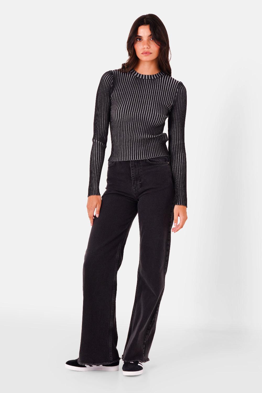 Sixth June Top Tricot Bijou Bicolore Noir