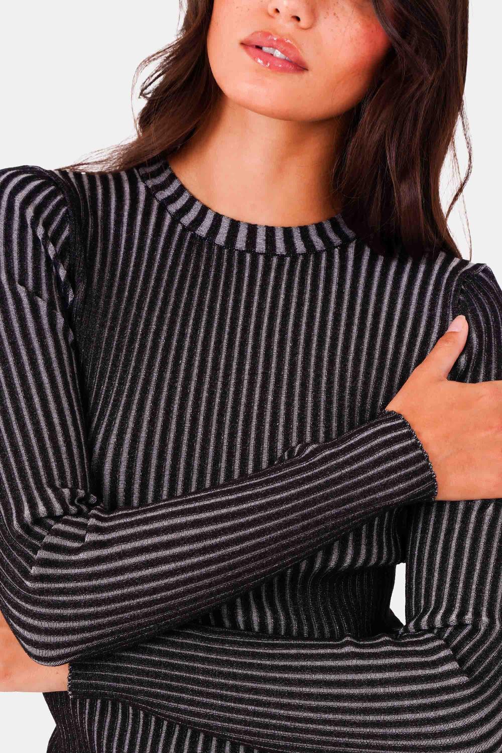 Sixth June Top Tricot Bijou Bicolore Noir