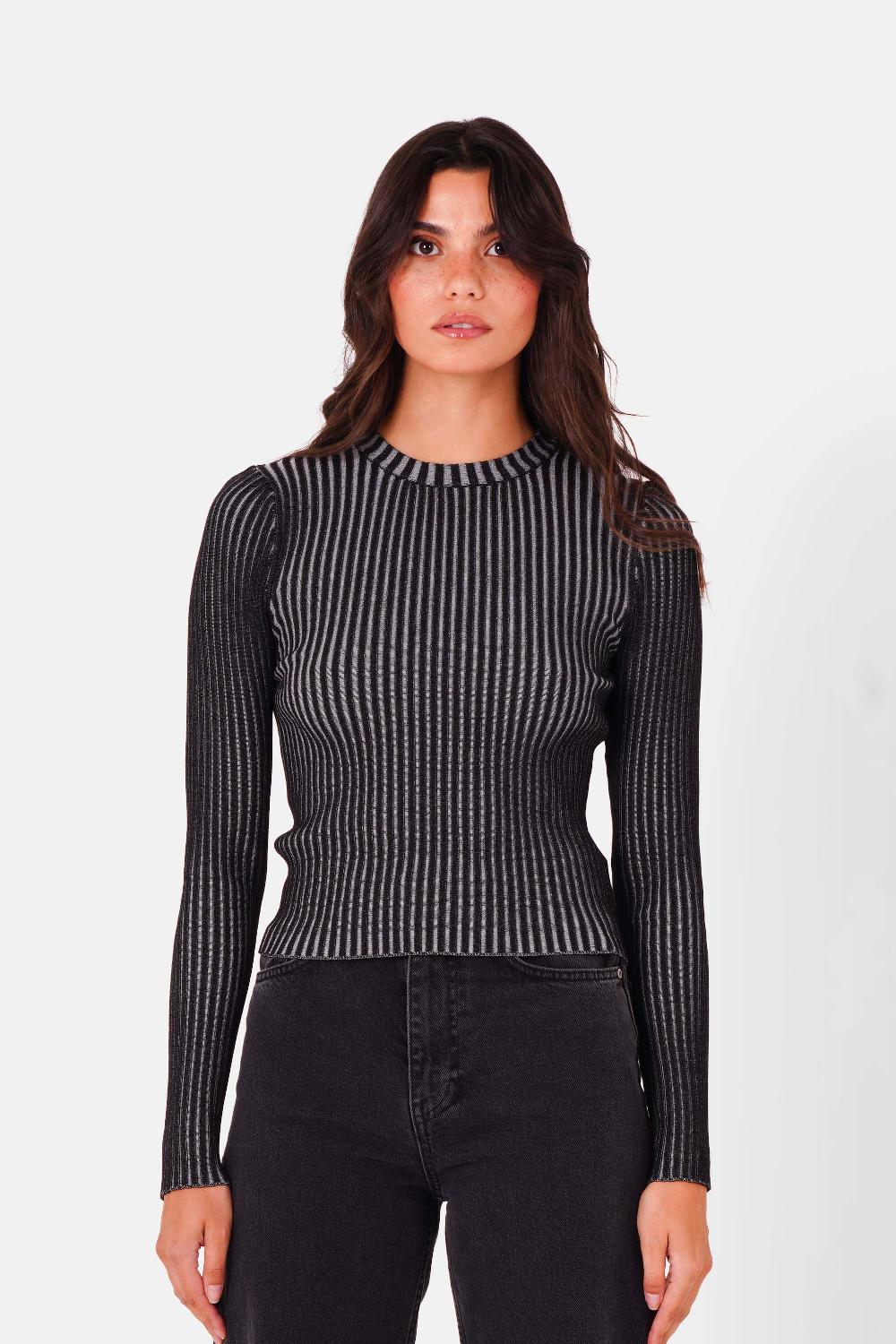 sixth june Top tricot bijou bicolore Noir