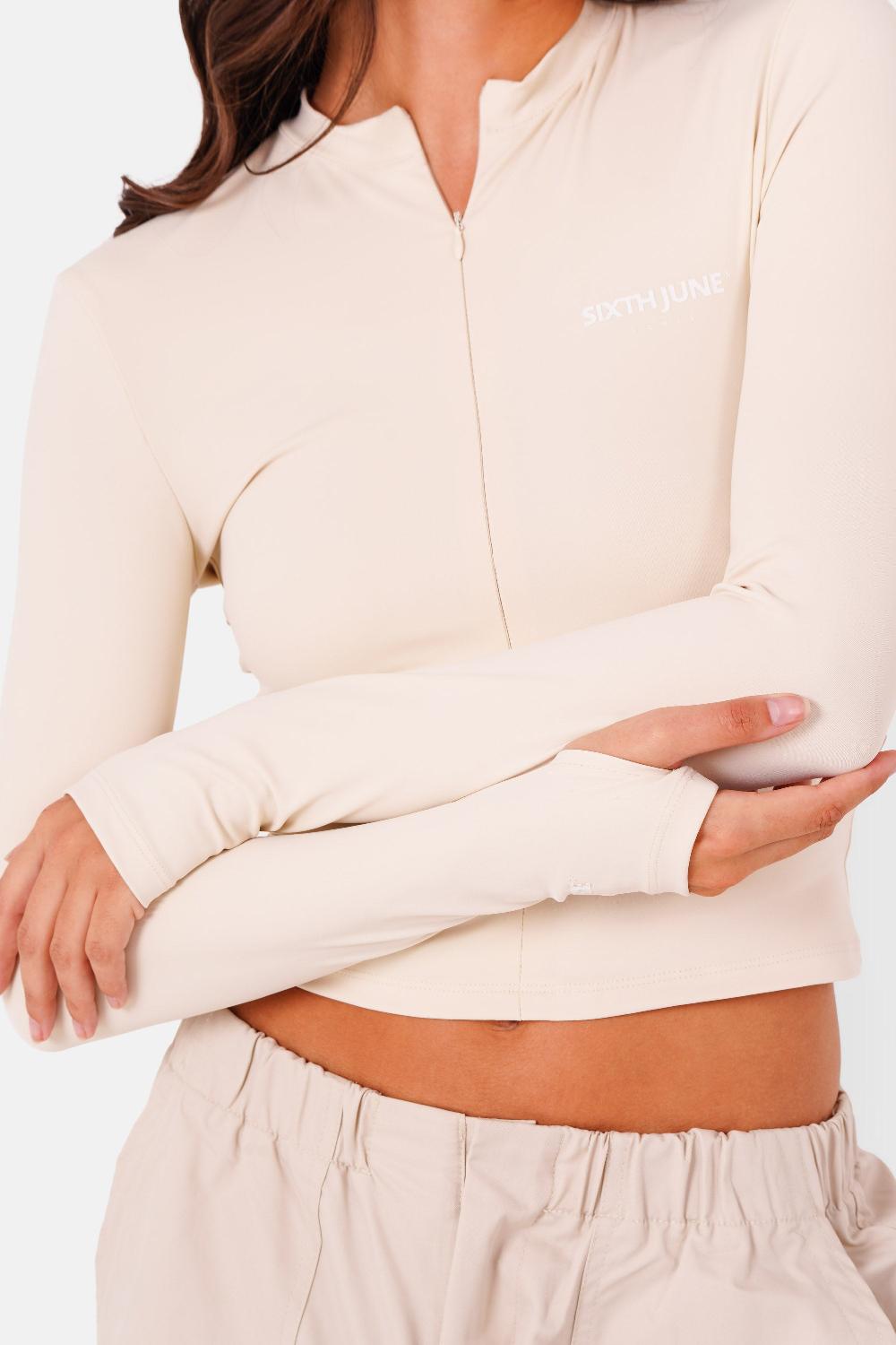 Sixth June Top Zip Stretch Moulant Beige Clair