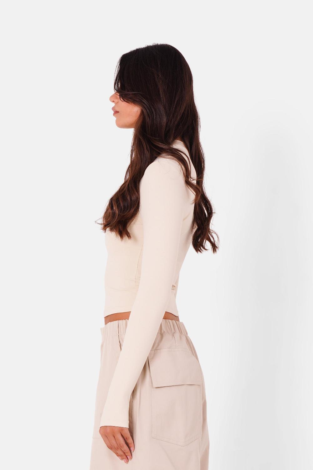 Sixth June Top Zip Stretch Moulant Beige Clair