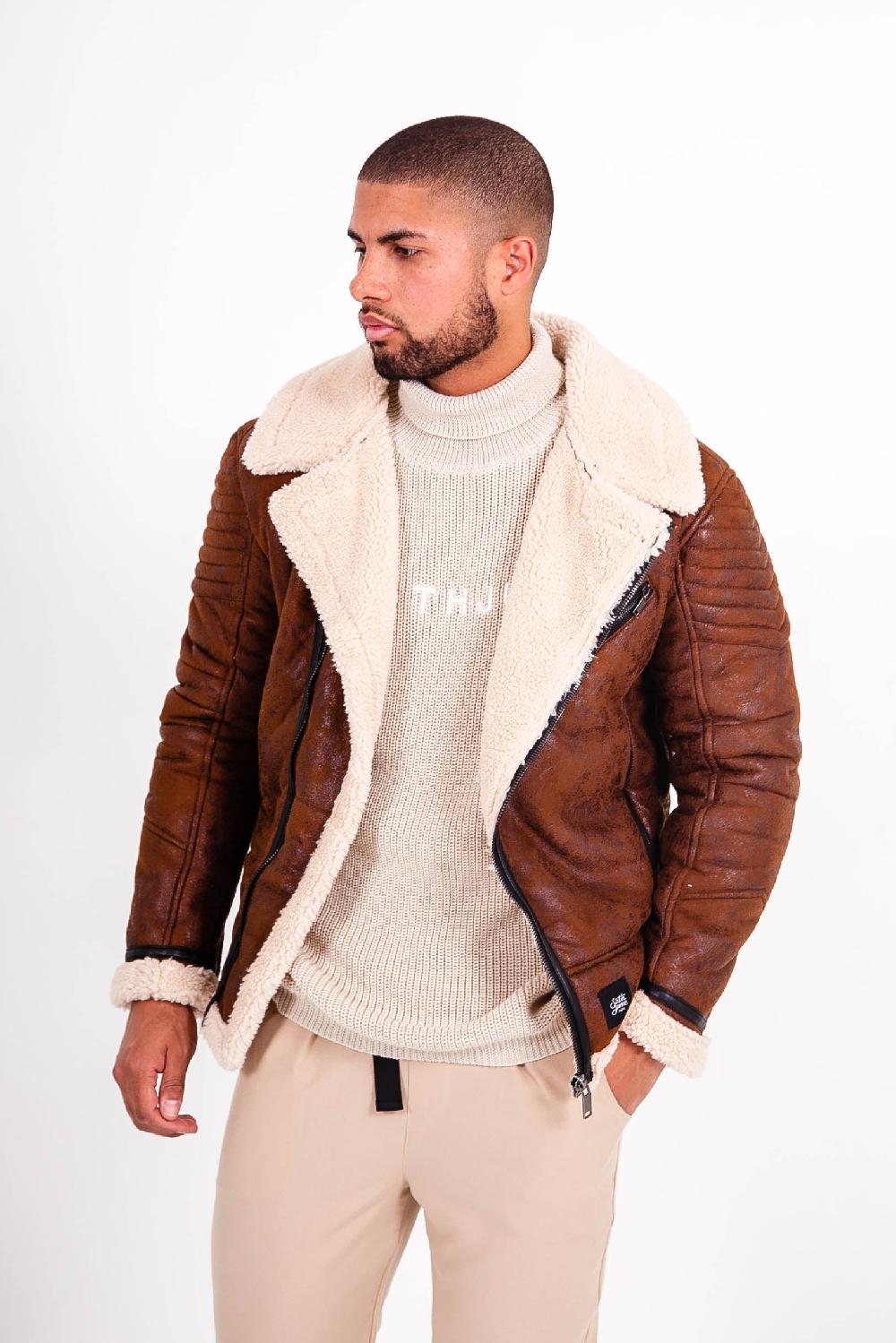 sixth june Veste aviateur sherpa Marron