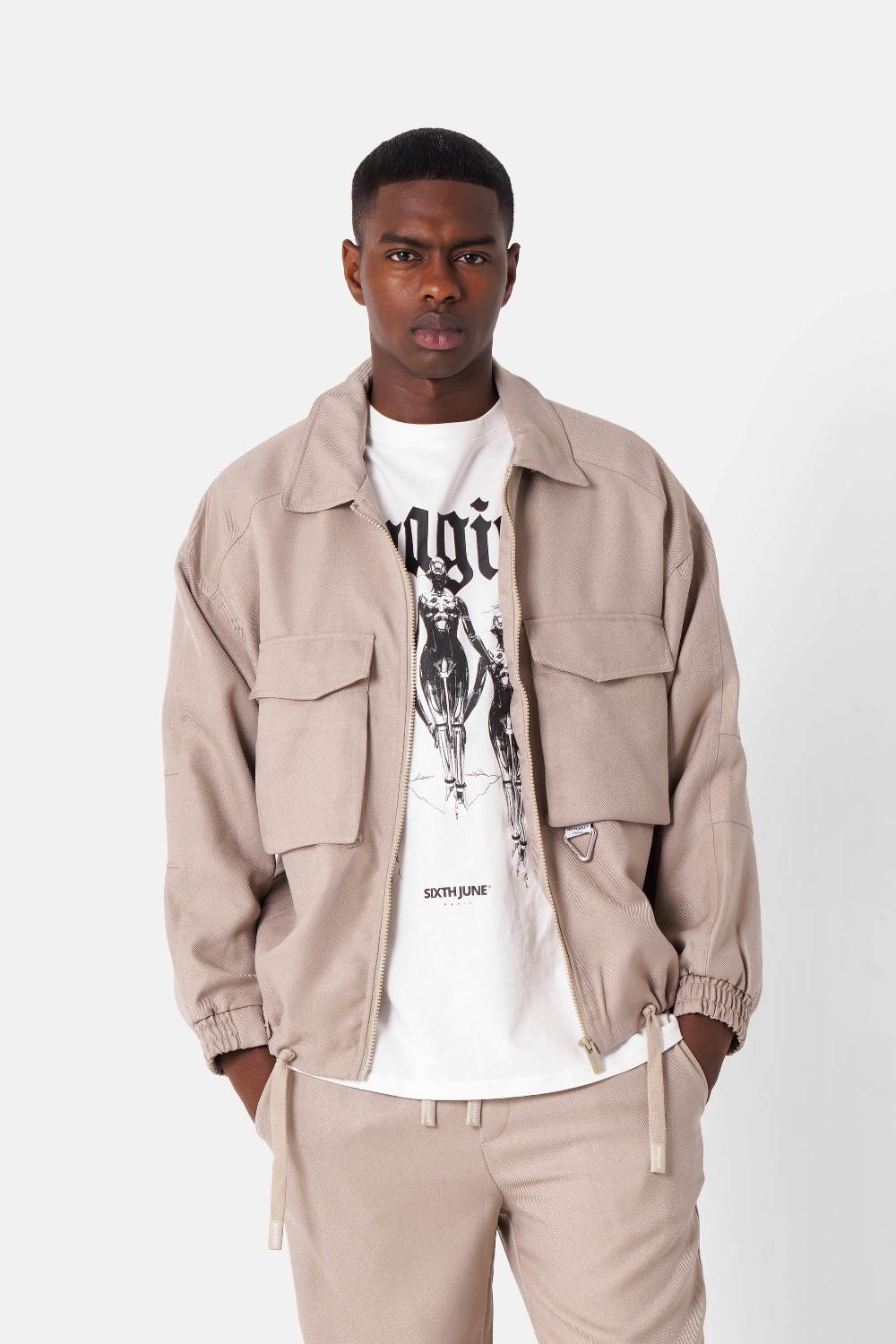 sixth june Veste boxy mousqueton Beige