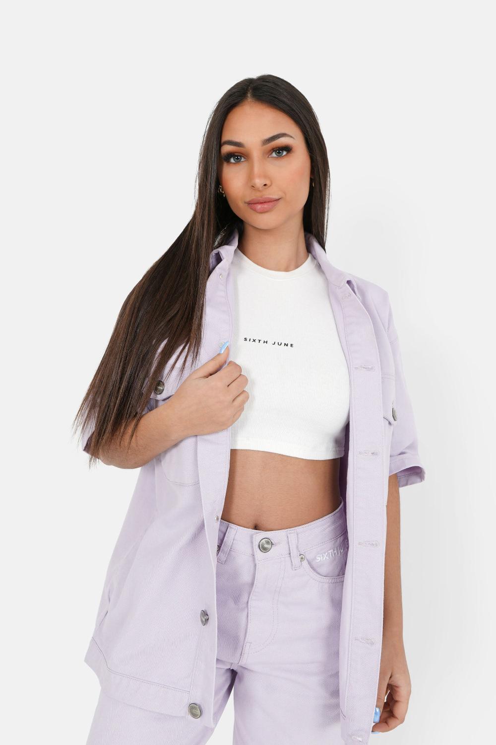 sixth june Veste brodé oversize Violet clair