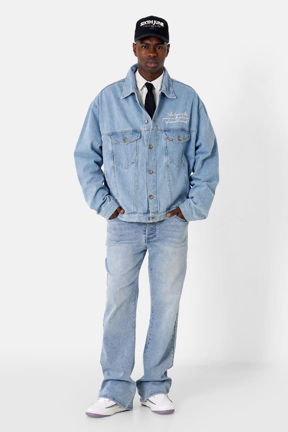 Sixth June Veste Denim Broderie Bleu