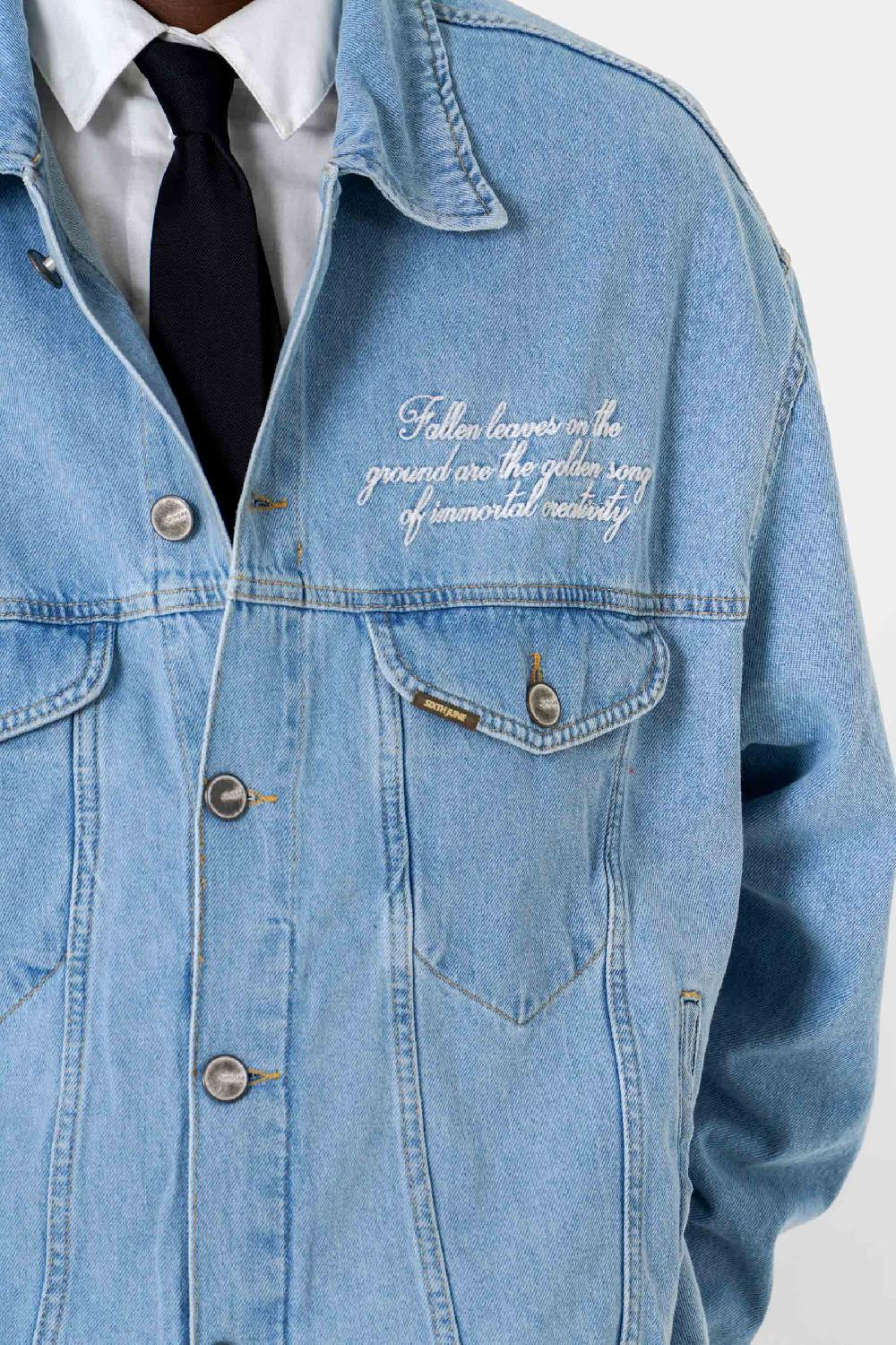 Sixth June Veste Denim Broderie Bleu