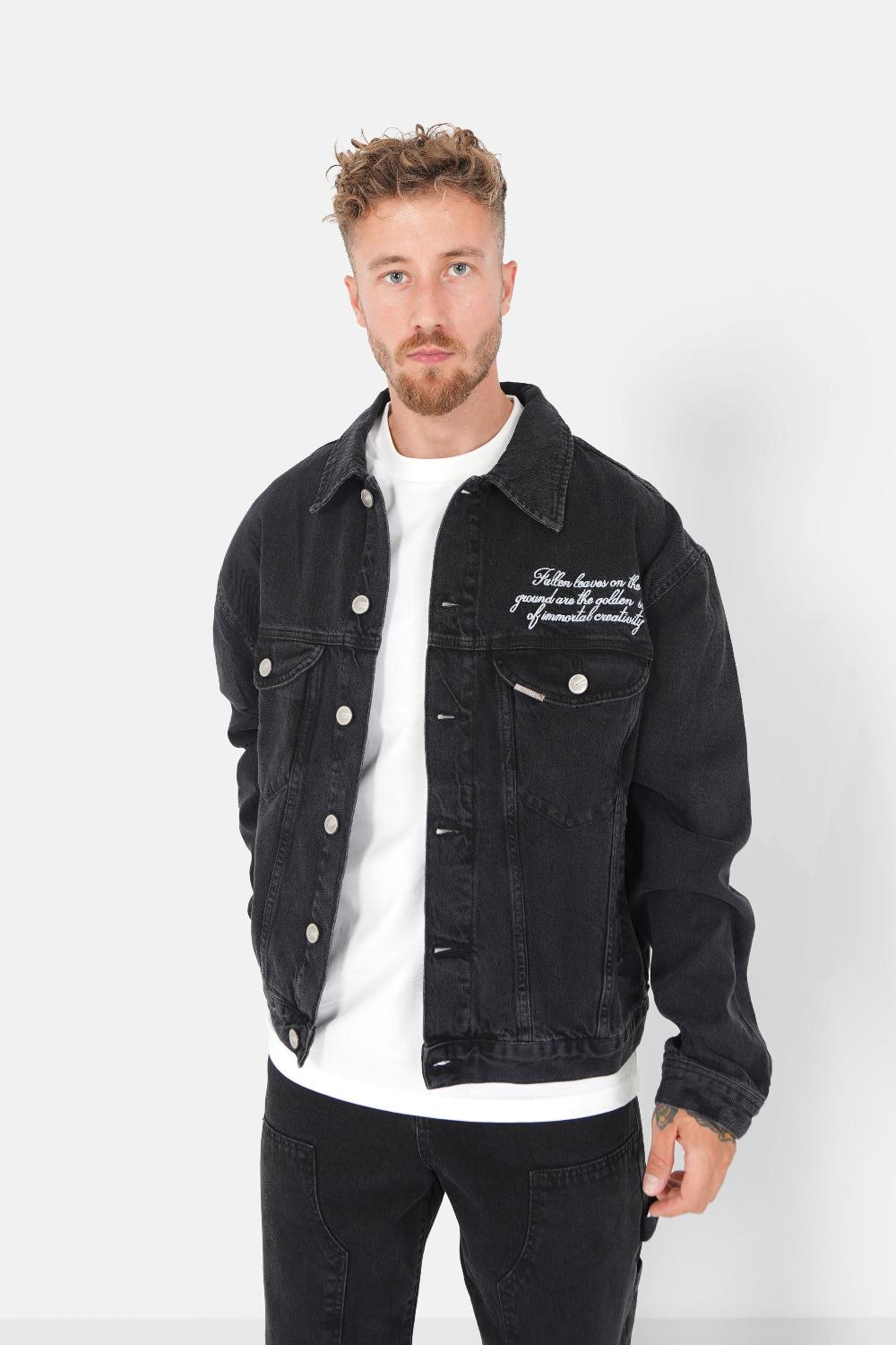 sixth june Veste denim broderie Noir
