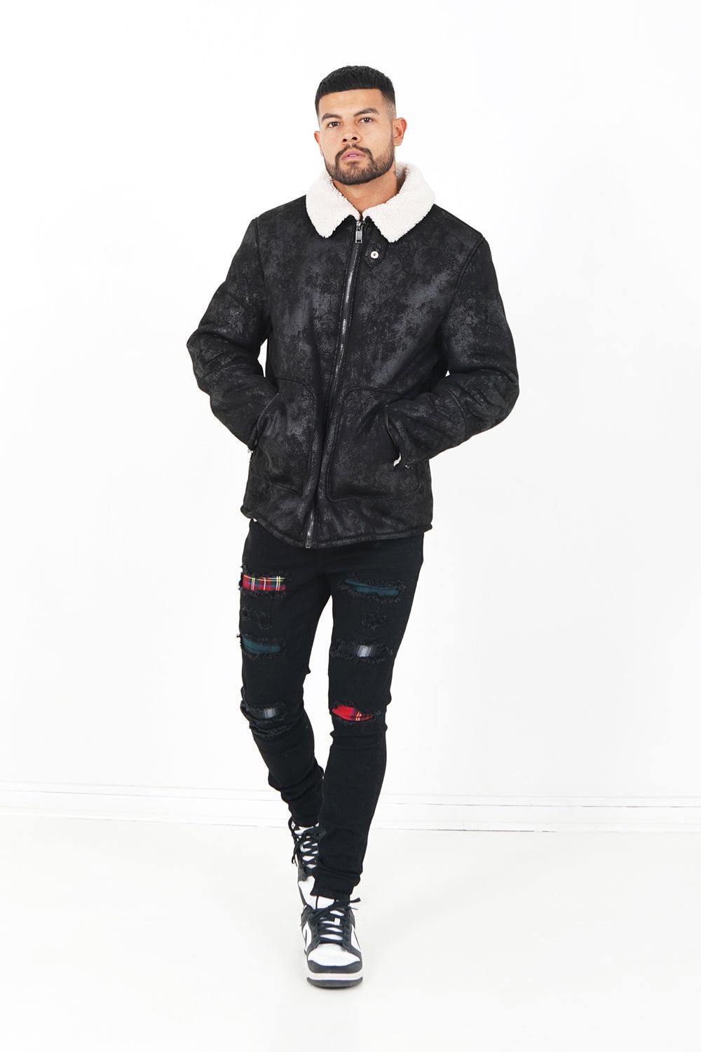 Sixth June Veste Fausse Peau Mouton Noir