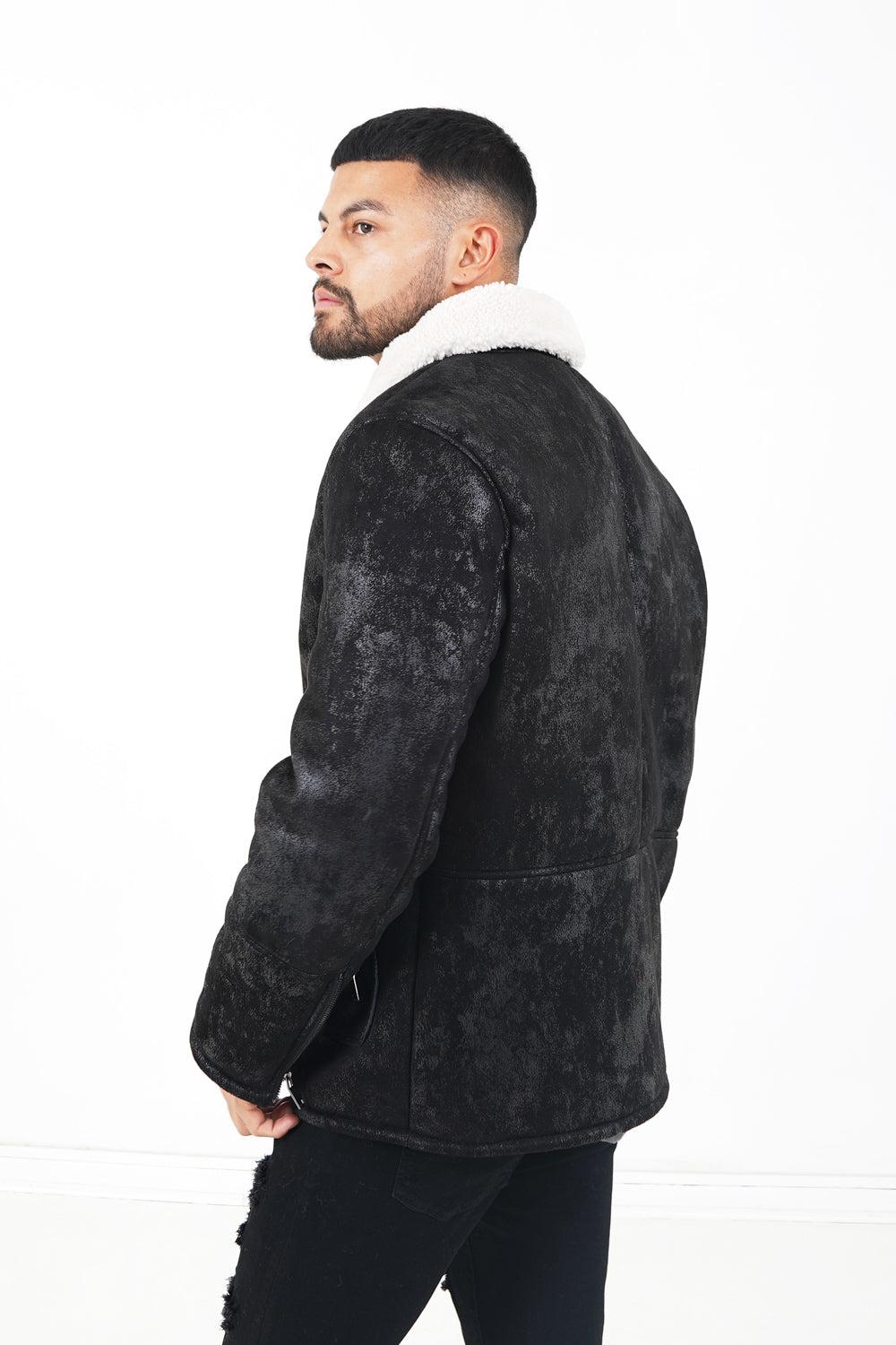 Sixth June Veste Fausse Peau Mouton Noir