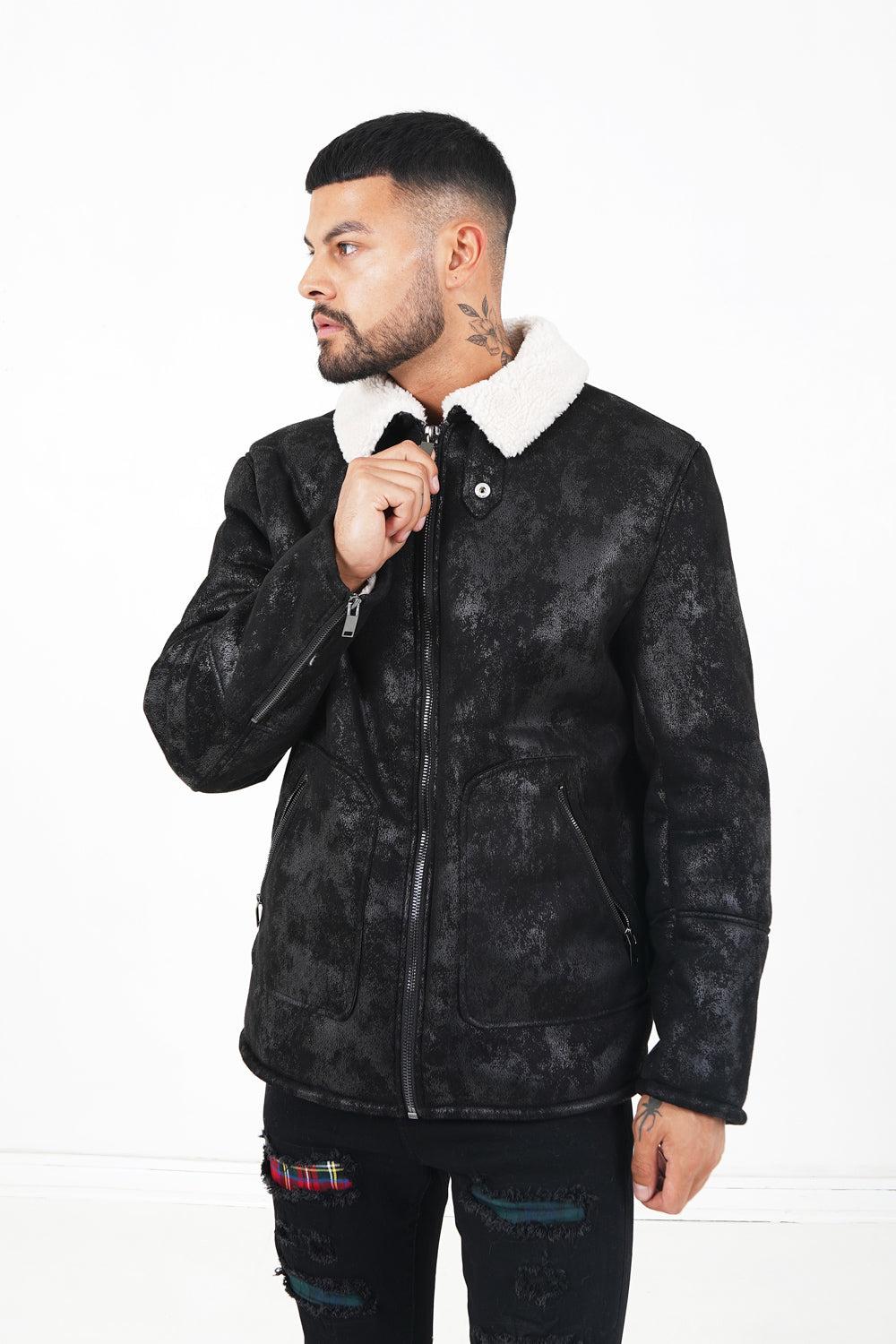 sixth june Veste fausse peau mouton Noir