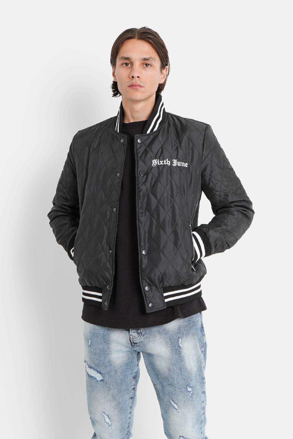 sixth june Veste matelassée broderie Noir