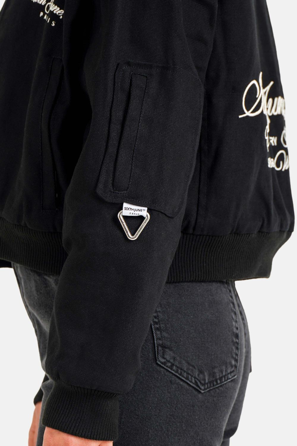 Sixth June Veste Teddy Texturée Broderie Noir