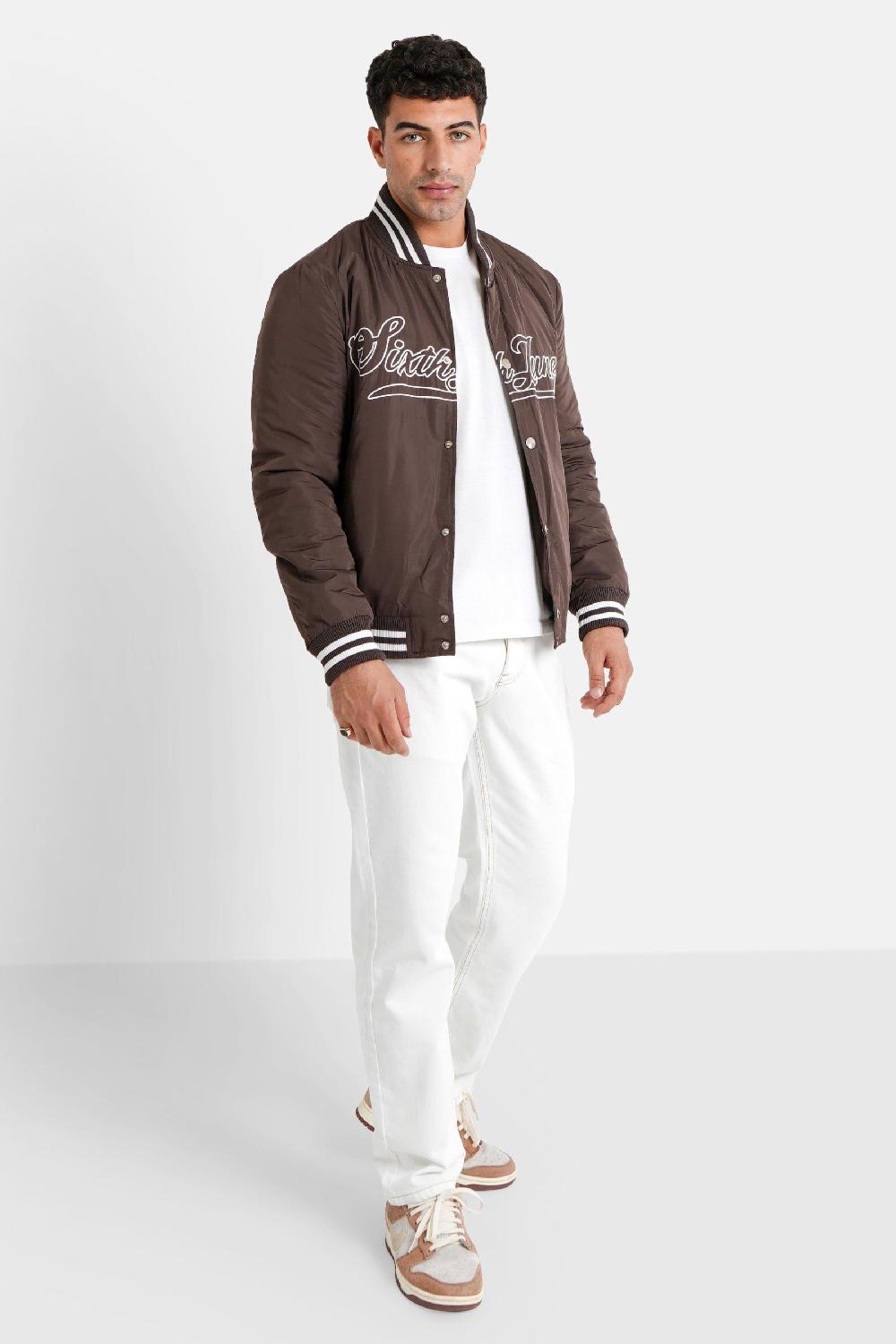 Sixth June Veste Universitaire Logo Brodé Marron