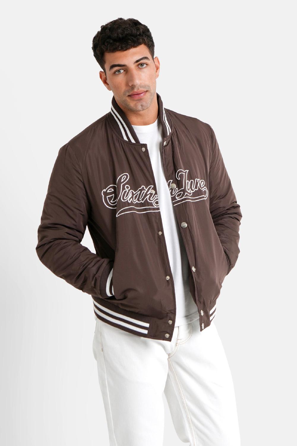 sixth june Veste universitaire logo brodé Marron