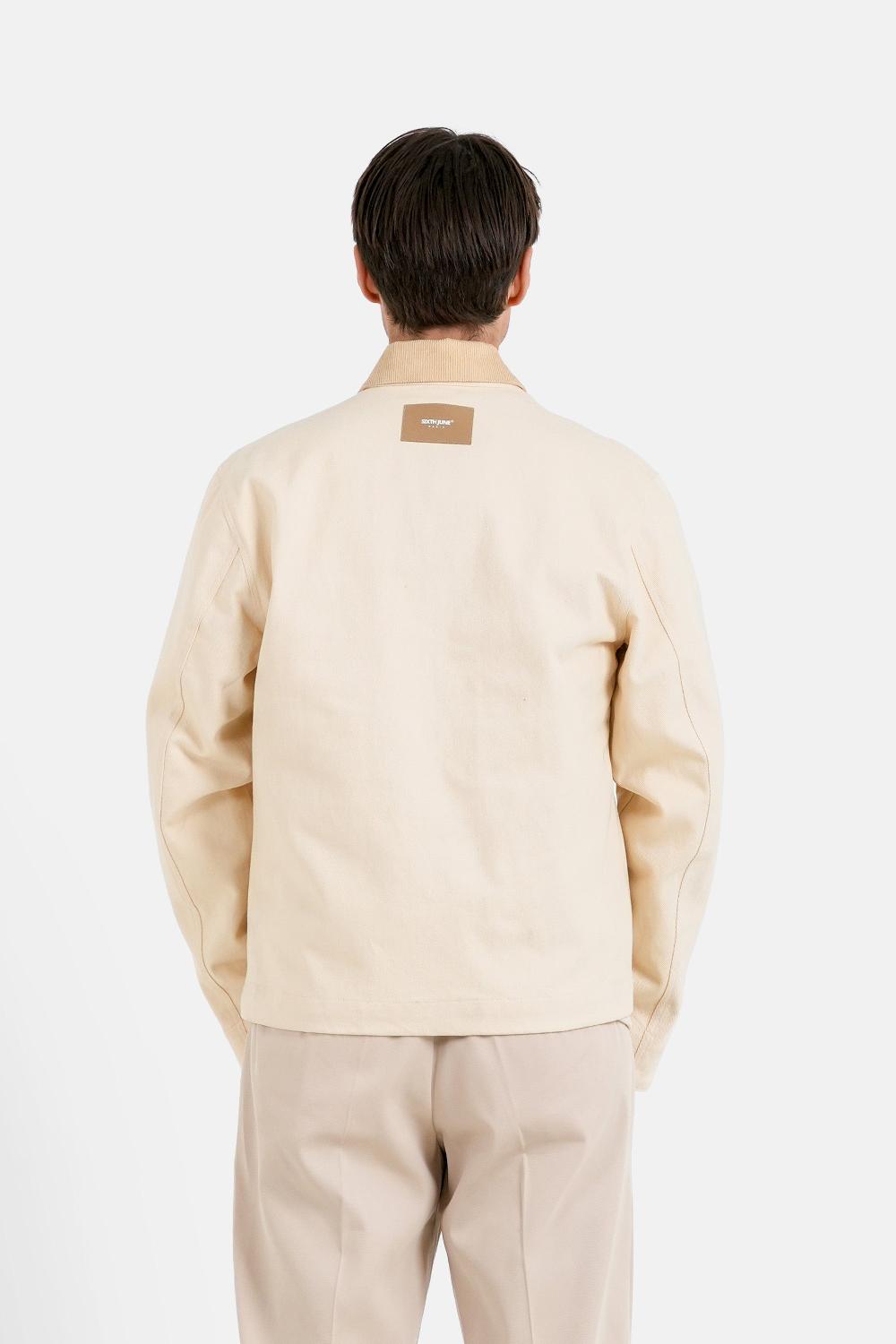 Sixth June Veste Workwear Col Velours Beige